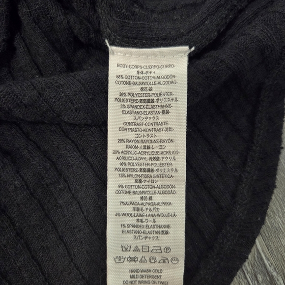 FREE PEOPLE Mixed Up Cuff Top Sm black combo mock neck ribbed knit Size S - Picture 4 of 7